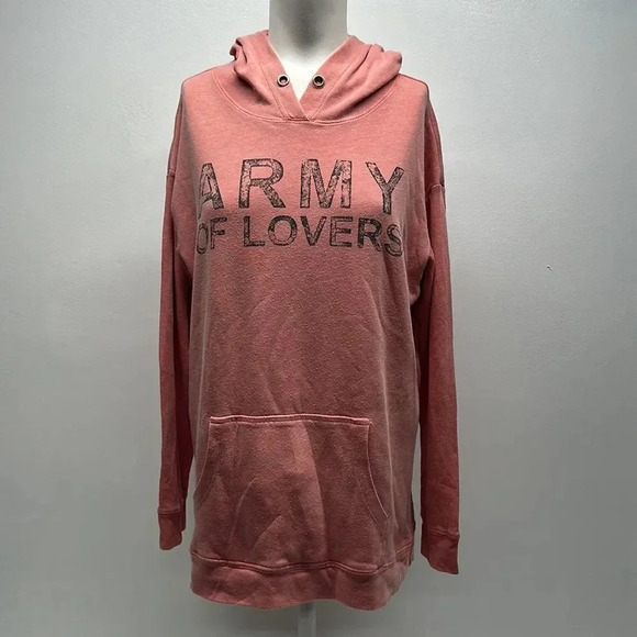 Sundry Army Of Lovers Hoodie Hooded Sweatshirt Pink Oversized Size 2 Medium - Picture 1 of 10